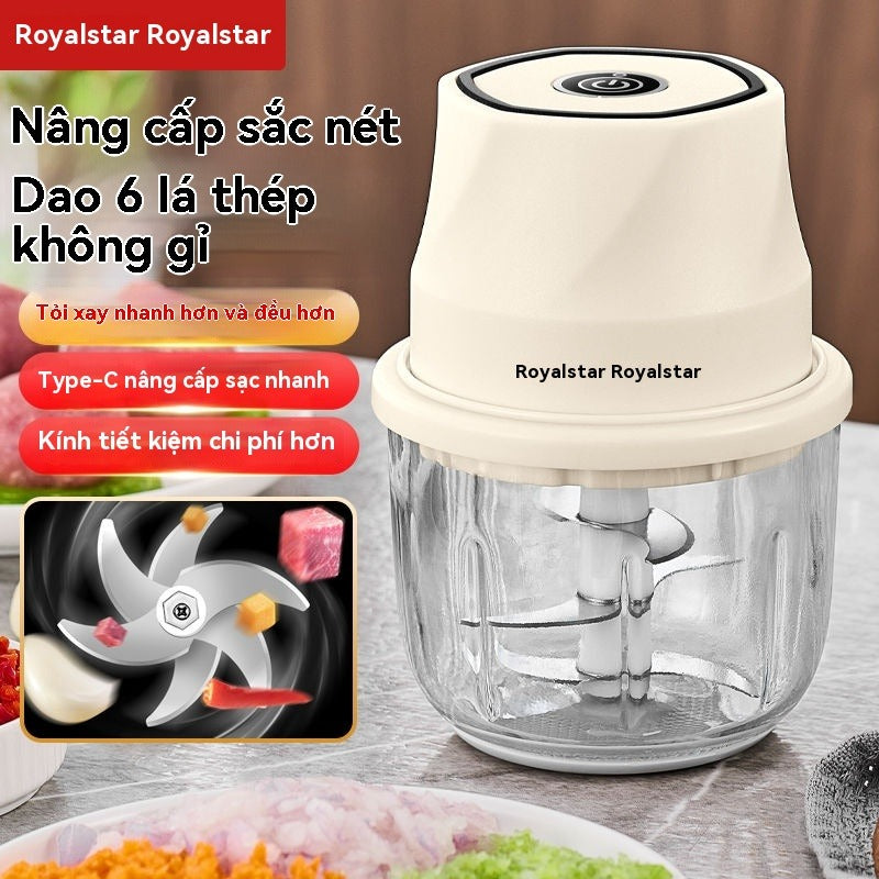 Máy nghiền tỏi điện không dây Royal Star, máy xay thịt gia dụng nhà bếp sạc không dây